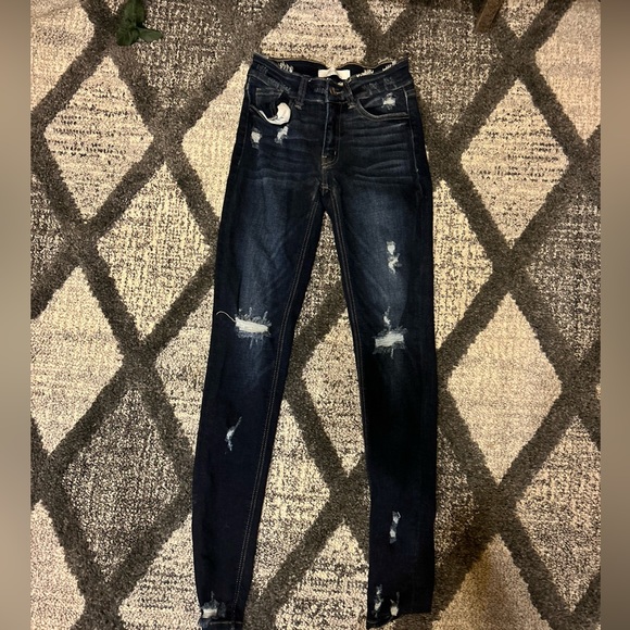 KanCan Denim - (KanCan dark washed ripped skinny jeans)